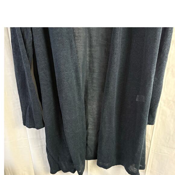 J Jill Women’s Navy Linen Blend Longline Open Cardigan Sweater Size 3X Classic - Picture 3 of 7